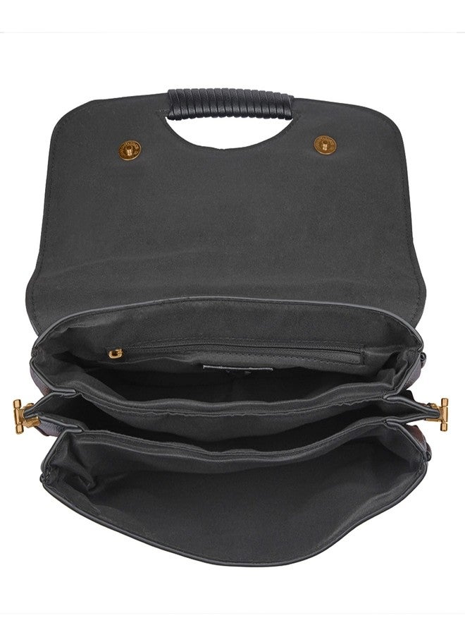 أكسيسورايز حقيبة كروس بودي سوداء بمقبض ملفوف من أكسسورايز لندن للنساء - Image 3